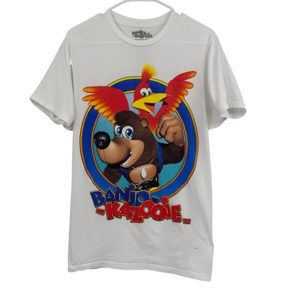 Banjo-Kazooie‎ Mens White Graphic T-Shirt Difuzed Nintendo N64 Rare Large